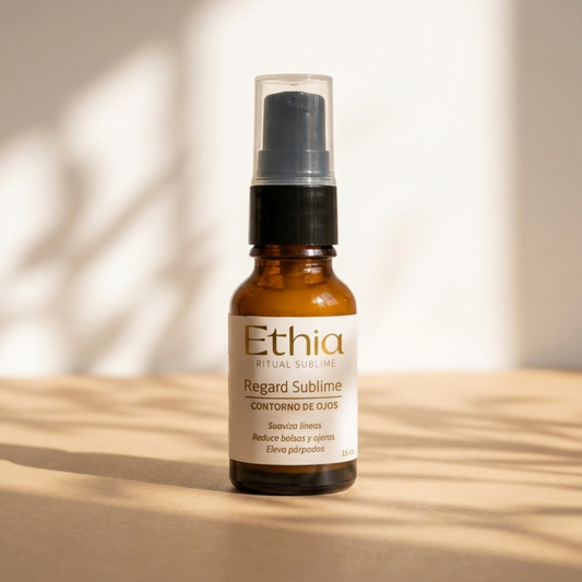 Contorno de ojos antiedad Regard Sublime de Ethia Cosmética en botella dosificadora