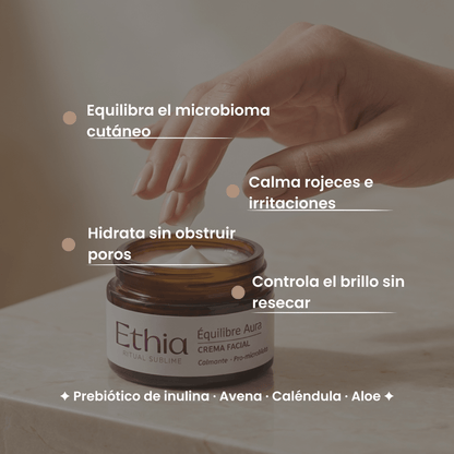 Équilibre Aura · Crema Facial para Piel Joven y sensible Textura ligera Beneficios | Dermocosmética Limpia - Ethia