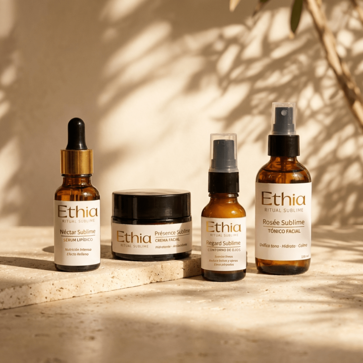Pack Completo Ritual antiedad piel madura · Tónico tono sérum crema hidratante contorno de ojos | Fórmulas Limpias - Ethia