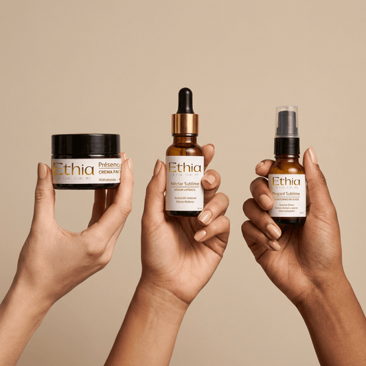 Pack trío foto mano · Antiedad Piel Madura · Crema hidratante + serum relleno + contorno ojos | Dermocosmética Limpia - Ethia