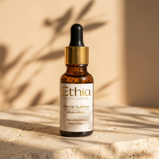 Sérum facial antiedad Néctar Sublime de Ethia Cosmética en gotario de vidrio